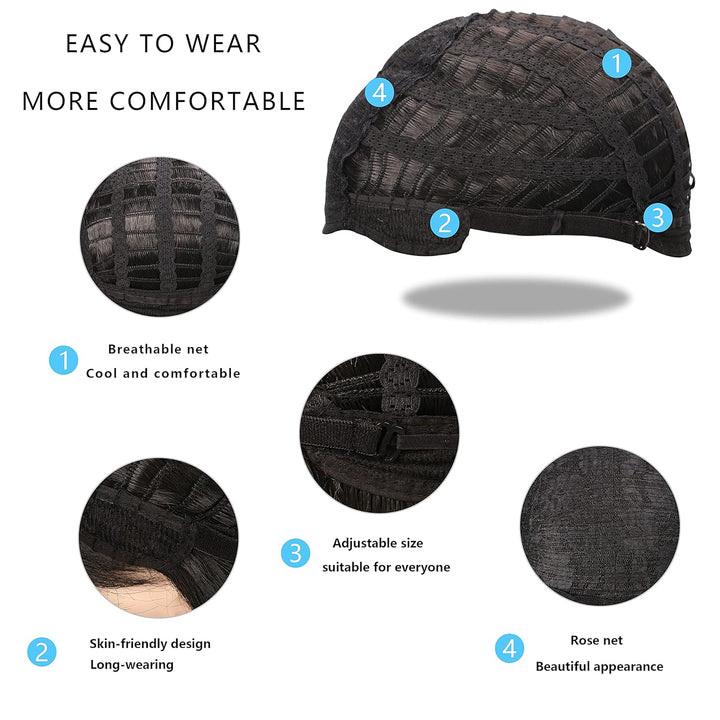 MEIRIYFA Herren 80er Jahre Perücke Lange Lockige Perücke Schwarz Rocker Punk Perücke Vokuhila Perück