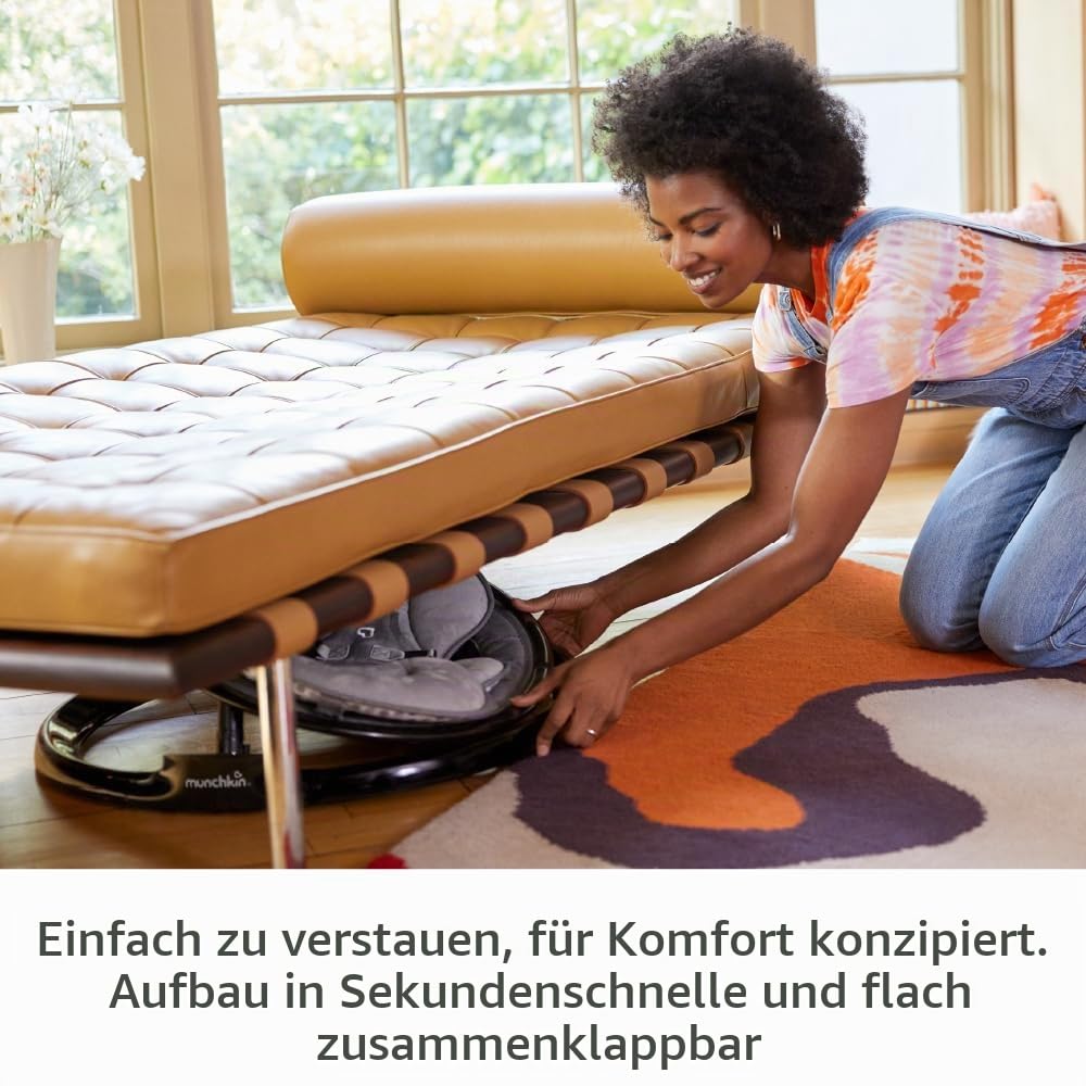 Munchkin Bluetooth-fähige, leichte Babywippe/Babyschaukel mit natürlicher Schaukelbewegung in 5 Bewe