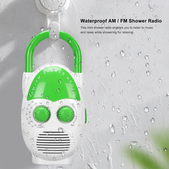 Tragbares AM -FM -Duschradio, IPX5 Wasserdehnung Badezimmerradio mit Eingebauter Lautsprecher, Einst
