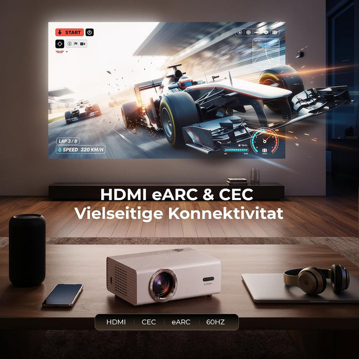 4K Smart Beamer mit WLAN & Bluetooth, KOGATA Projektor mit Autofokus, 6D Keystone, HDR10+ | Kompatib