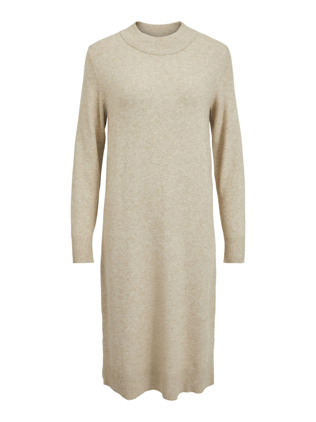 Vila Damen VIRIL Crew Neck L/S MIDI Dress - NO 14061427 XS Natural Melange, XS Natural Melange
