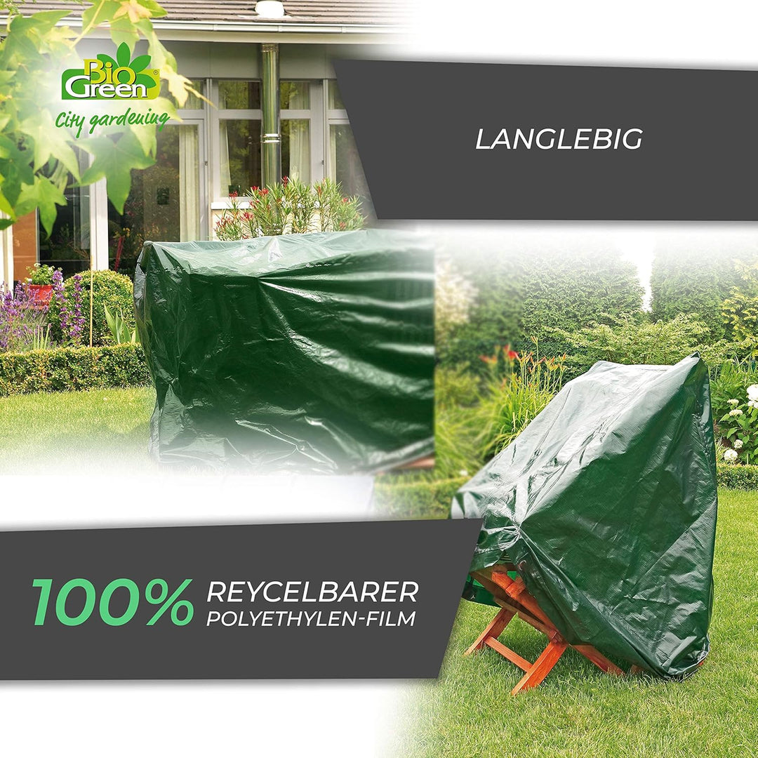 Rainexo Abedckung für Gartenmöbel - Tisch oval hochreissfest, 2.40 x 1.80 x 0.90 m, Grün