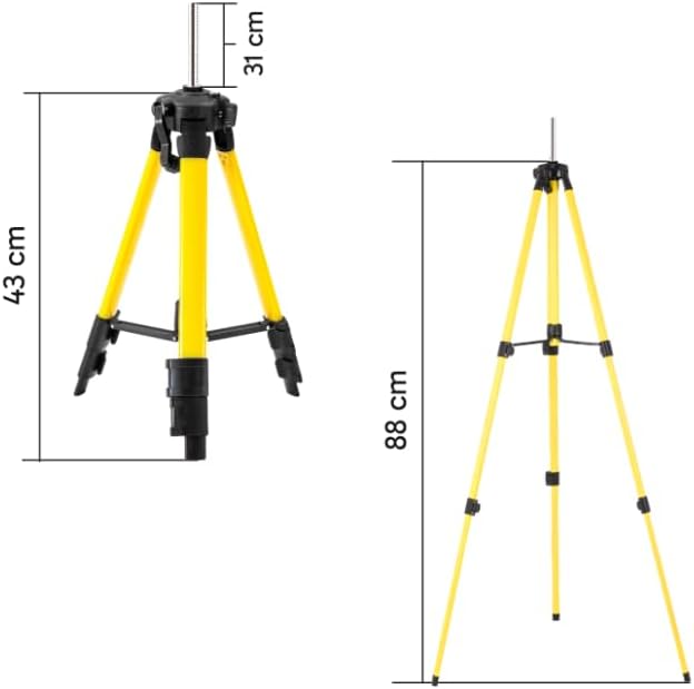 Retoo Baustativ für Laser und Nivelliergeräte, Gewinde 5/8", Arbeitshöhe 43-113 cm, Aluminium Tripod