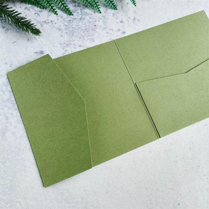 MillaSaw Olivgrün, Hochzeitseinladung, 15 x 15 cm, 25 Stück (olivgrün matt), olivgrün matt