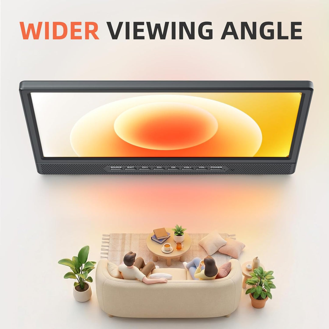 DESOBRY 12 Zoll Tragbarer Smart TV mit Android, Mini Fernseher für Küche, Caravan, Camping, HDMI USB