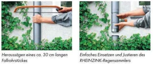 N.n zinkwalzblank regenwassersammler regendieb mit laubfilter für das fallrohr. Grösse 100 87 80 78