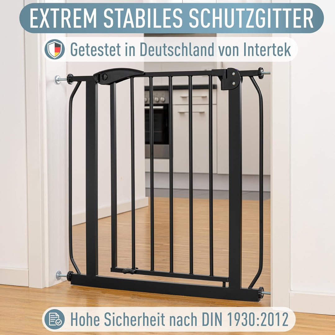 ib style®Berrin Treppengitter 67-175cm | Türschutzgitter | Ohne Bohren | 90° Stop | Auto-Close | 130