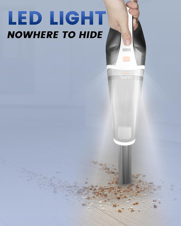 TANYO Handstaubsauger Testsieger, 10000Pa Handstaubsauger Akku Kabellos mit LED, 2-Gang Autostaubsau