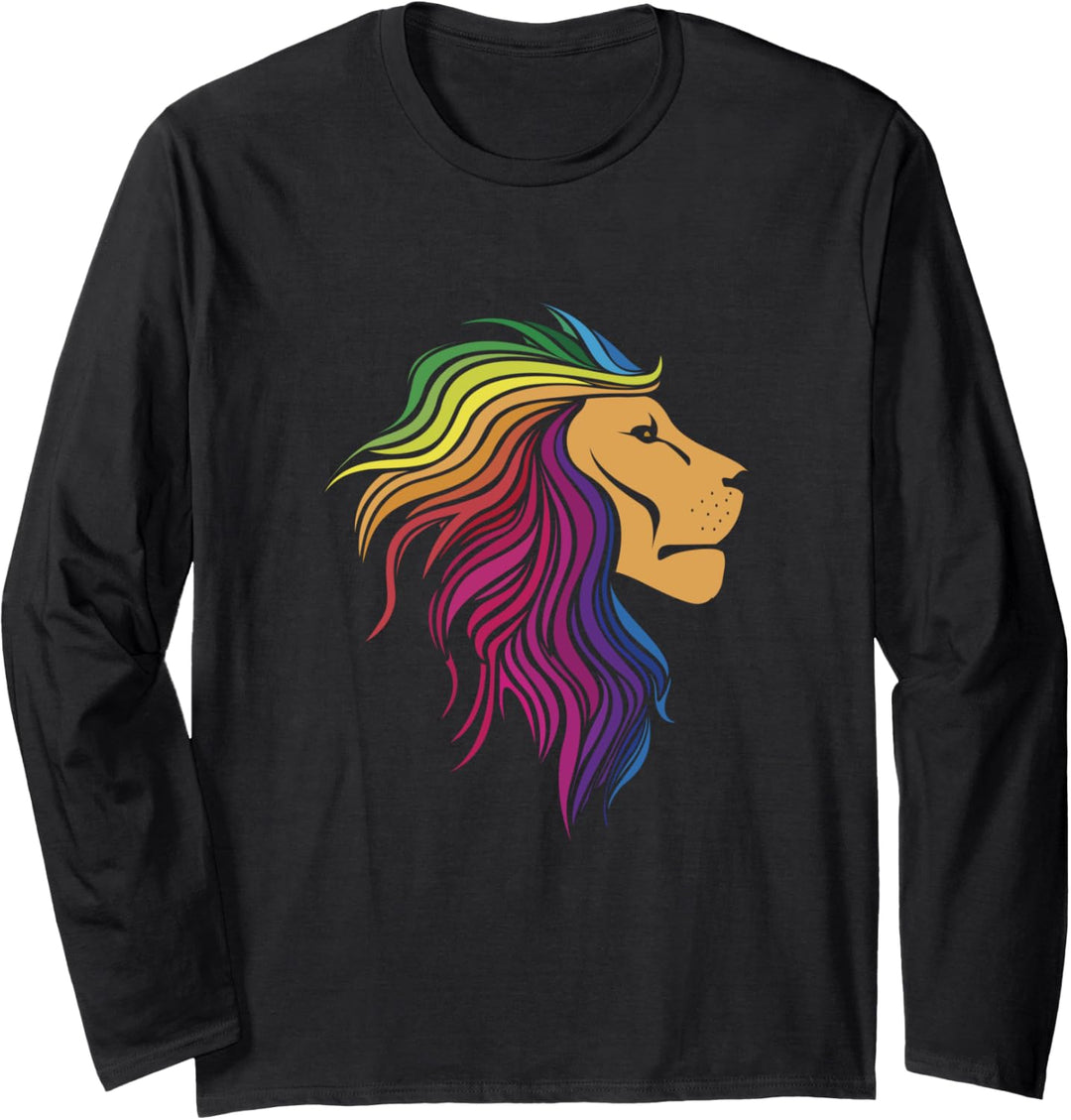 Rainbow Lion | Regenbogen Lesben Lustiges Pride Month Langarmshirt