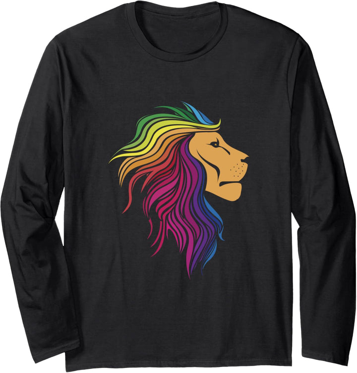 Rainbow Lion | Regenbogen Lesben Lustiges Pride Month Langarmshirt
