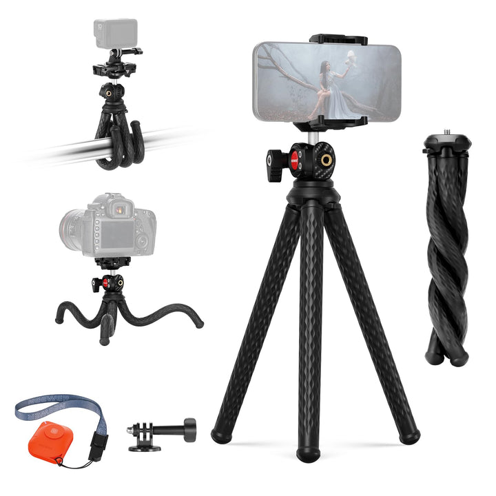 NEEWER Stativ Flexibel Fernbedienung Mini Kamera Handystativ mit Handy Halterung, Action Kamera Adap