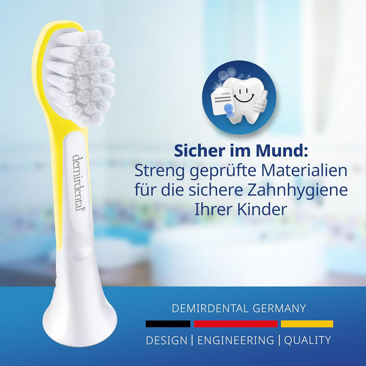 demirdental Kinder Ersatzbürsten passend für Philips Sonicare Kids, Compact Mini Bürstenköpfe für 3-