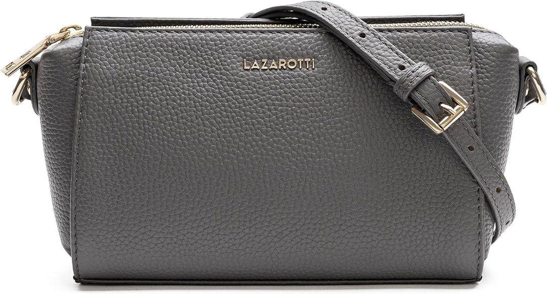 Lazarotti Bologna Leder Umhängetasche Damen | verstellbarer Schultergurt | mittelgrosse Crossbody Ba