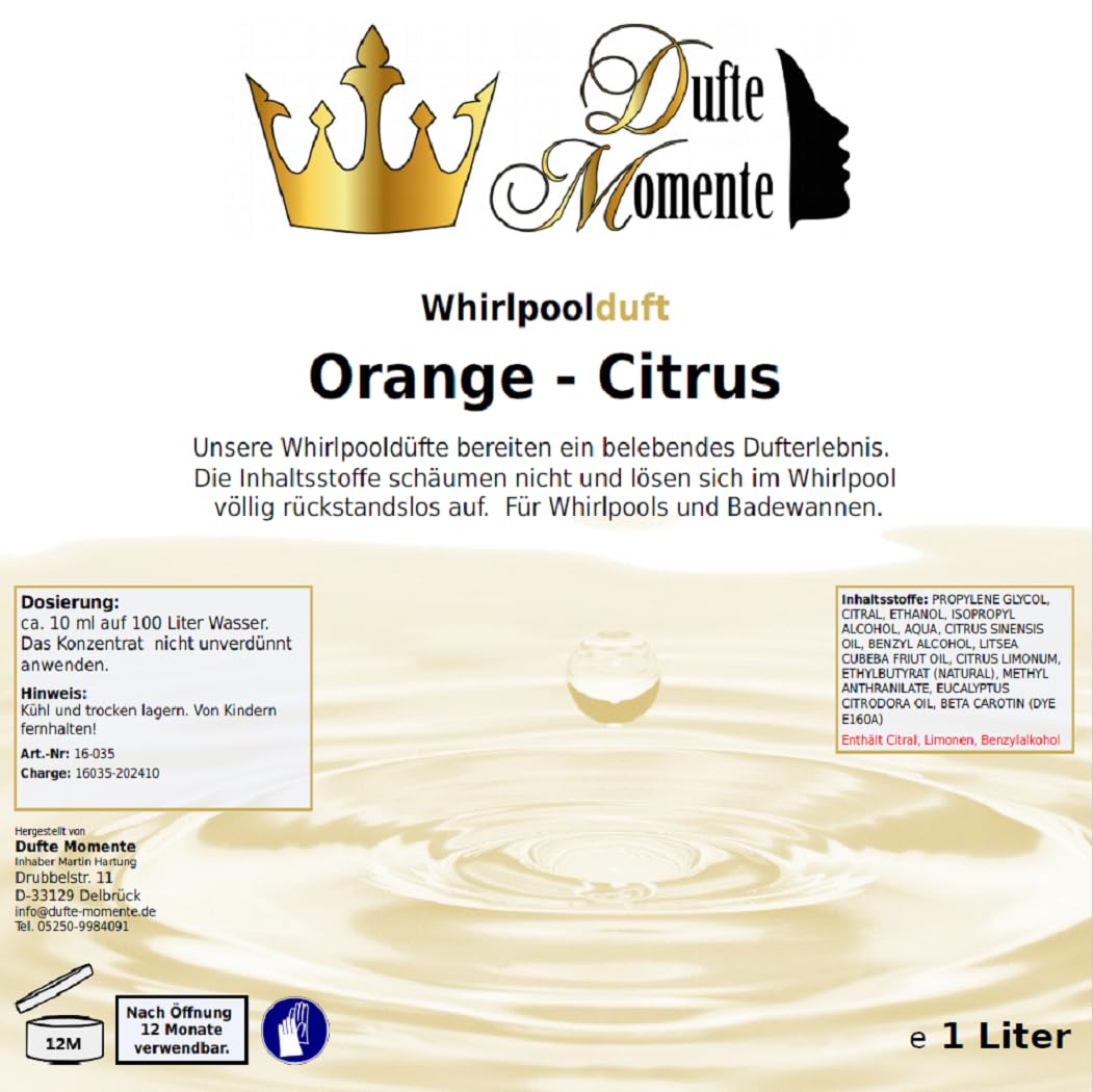 Dufte Momente Whirlpoolduft Orange-Citrus - 1 Liter