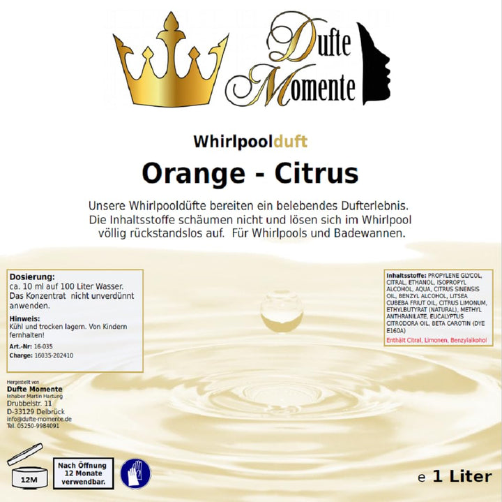 Dufte Momente Whirlpoolduft Orange-Citrus - 1 Liter