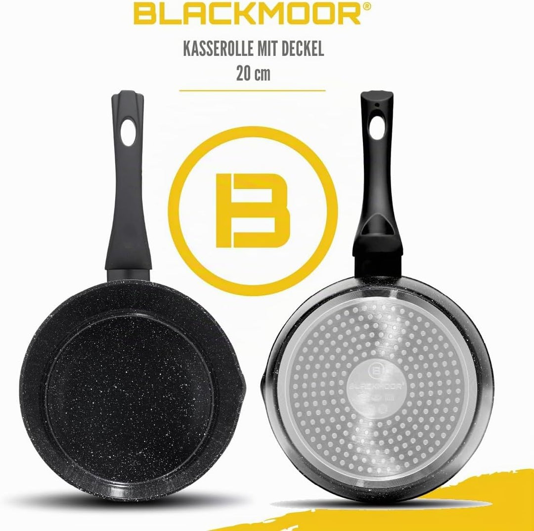 Blackmoor Pfanne 20-cm-Kochtopf mit Deckel Schwarz 20cm Kochtopf 20 cm Schwarz, 20cm Kochtopf 20 cm