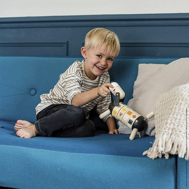 Janod - Formen- und Farben-Hund aus Holz - Kollektion Sweet Cocoon - Baby- und Kleinkindspielzeug Fa