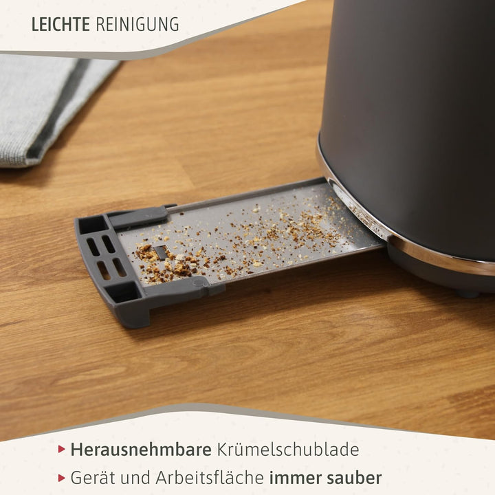 briebe Nordic Toaster mit breitem Schlitz, Toaster für 2 Scheiben, 6 Röststufen, Aufwärmfunktion, Ab