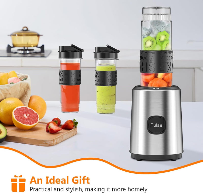 Mixer, Smoothie Maker, Standmixer, 500W Smoothie Mixer mit 2x570ml Smoothie Flaschen BPA frei Tritan