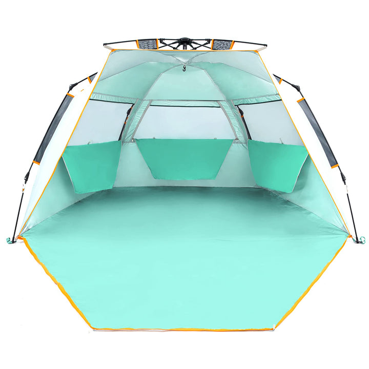 Wolfwise Strandmuschel mit Schnellaufbau für 3-4 Personen – UV-Schutz 50+, Wasserabweisend, Privater
