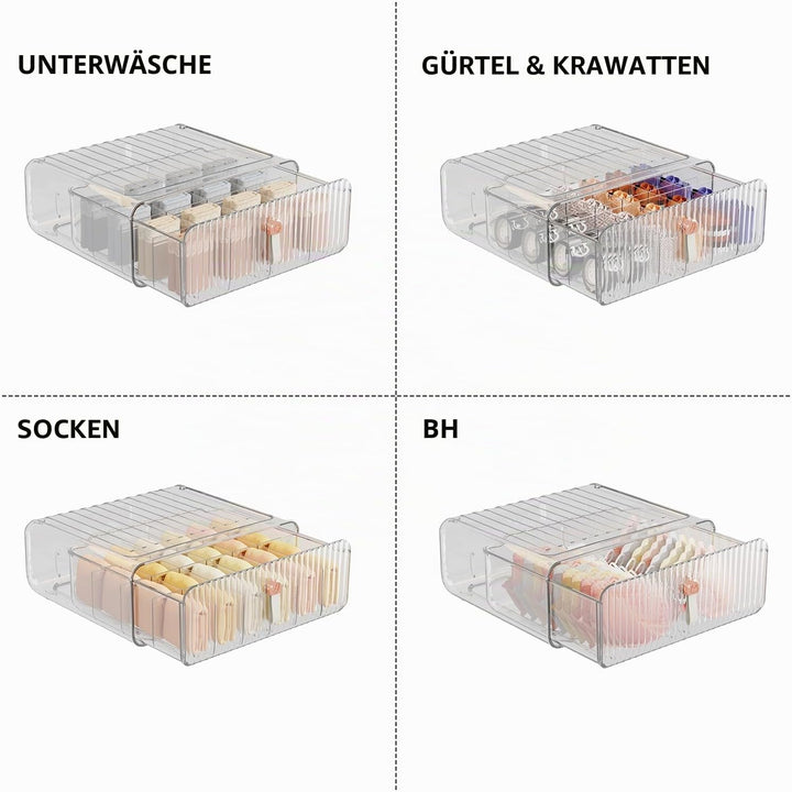 Schubladen-Organizer für Socken, Unterwäsche, 16 Fächer, stapelbar, Kunststoff-Unterwäsche, Schublad