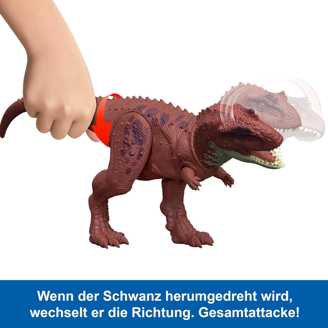 Mattel Jurassic World: Die Wiedergeburt Wild Roar Dinosaurierspielzeug, Aucasaurus mit steuerbarem B