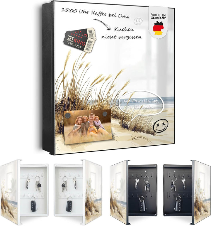 banjado Grosser Schlüsselkasten Glas - Schlüsselbox 30x30cm mit 50 Haken - Schlüsselkasten modern fü
