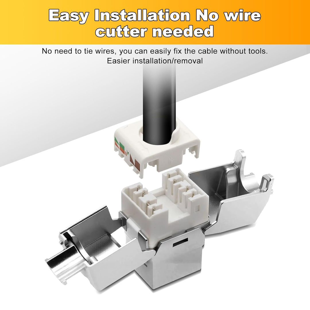 8x CAT 7 Keystone RJ45 Modul Buchse LAN Kabel 10 Gbit/s bis 1000 MHz AWG 22-24 werkzeuglos LSA vollg