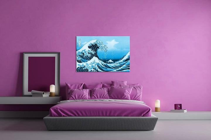 deyoli farbige Zeichnung einer Welle Format 80x60 Effekt: Monocrome Blau als Leinwandbild, Motiv fer