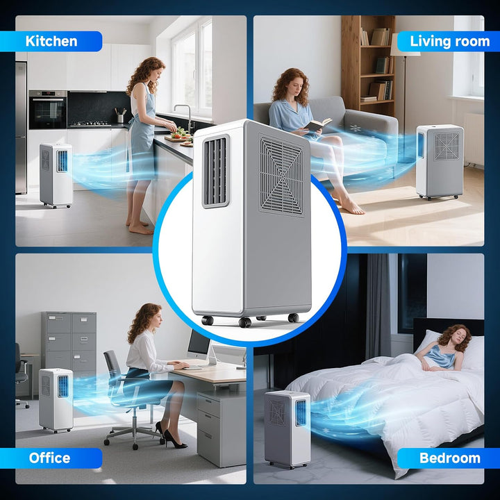 4-in-1 Mobile Klimaanlage& Luftkühler, Klimageräte Luftentfeuchter Belüftung, 24 Timer leise Perfekt