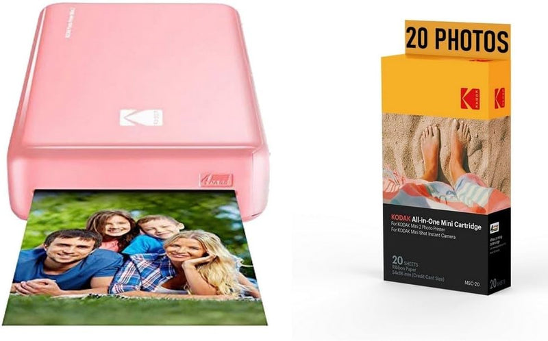 KODAK Pack Fotodrucker PM220 und Kartusche MSC20 – Fotos 5,4 x 8,6 cm, WiFi, kompatibel mit iOS und