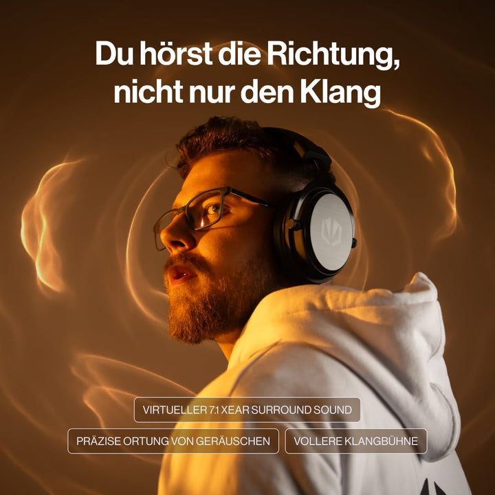 ENDORFY Viro Wireless Gaming-Headset 7.1, 240 Std., Schwarz, Schwarz