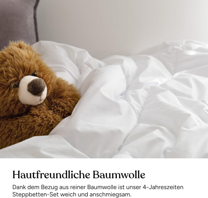 Ehrenkind® Kinder-Steppbetten-Set 4 Jahreszeiten Baumwolle | Kinder-Decke + Kissen | Standard 100 by