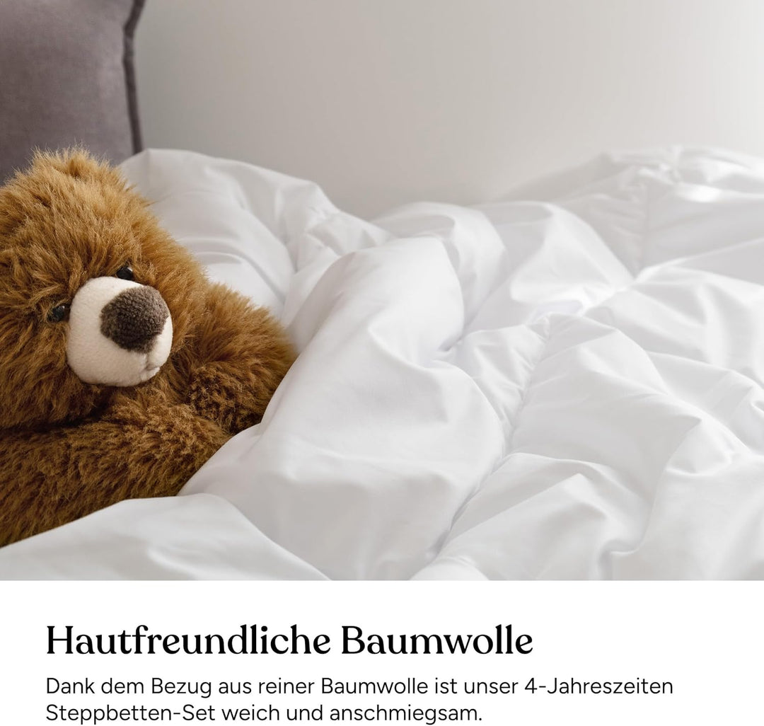 Ehrenkind® Kinder-Steppbetten-Set 4 Jahreszeiten Baumwolle | Kinder-Decke + Kissen | Standard 100 by