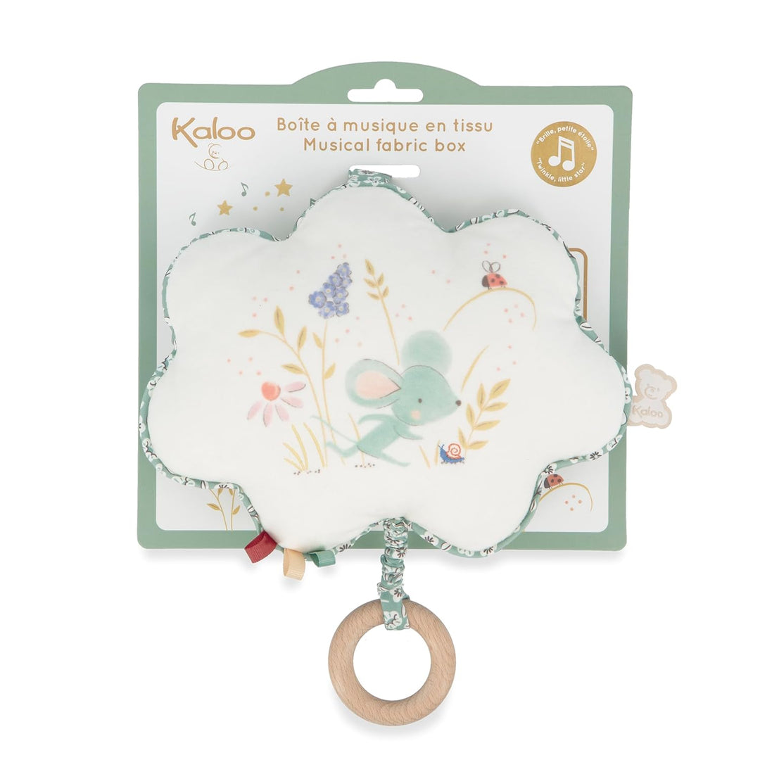Kaloo - Petites Chansons - Spieldose aus Stoff und Holz - Musikalisches Kissen 15 cm - Kinderlied „U