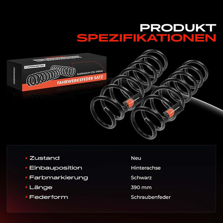 Frankberg 2x Federn Fahrwerksfeder Hinten Kompatibel mit 5er F10 2009-2016 5er F10 F18 2009-2016 2.0