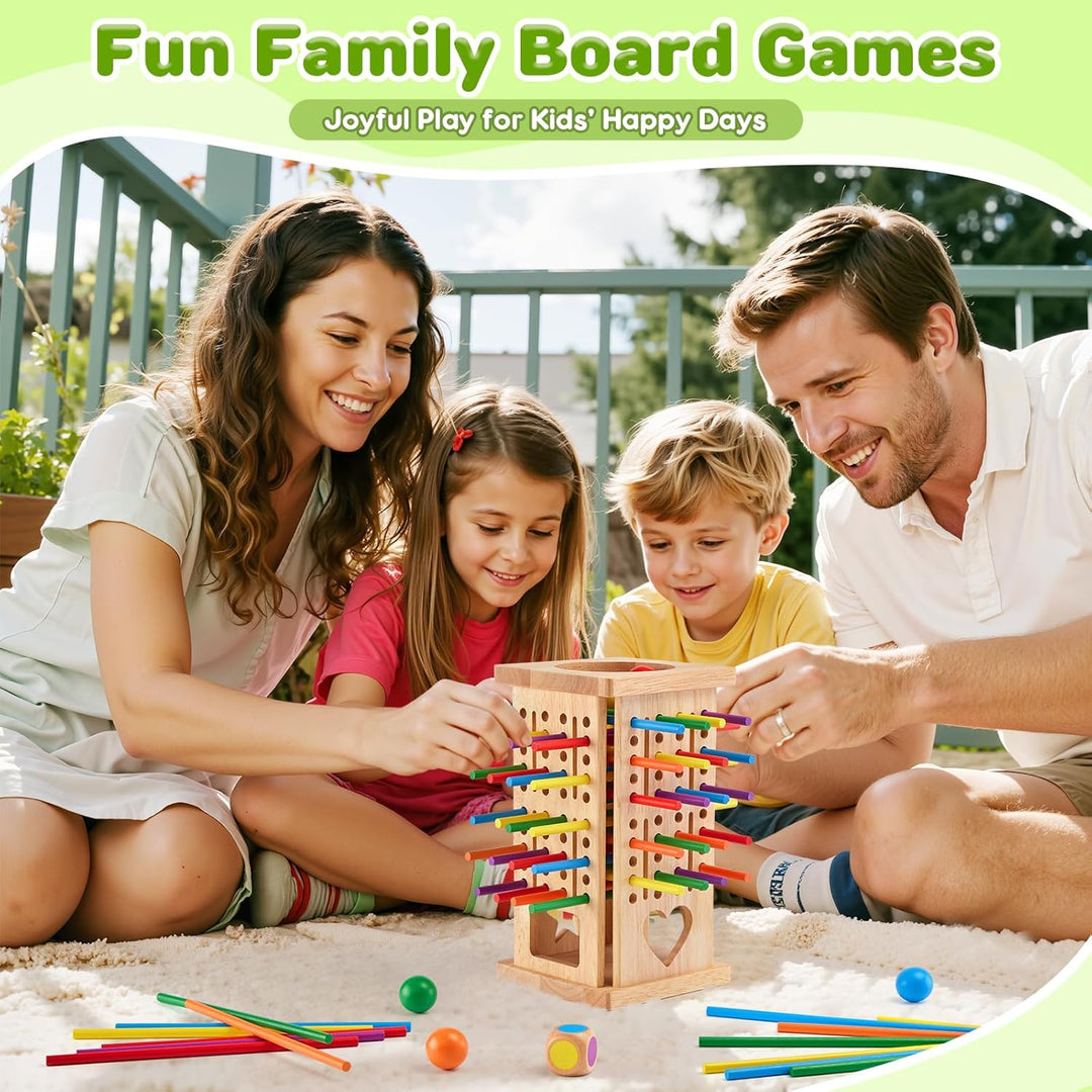 Montrix Montessori Spiel Brettspiel aus Holz, 42 Bunte Holzstäbchen Lernspiele ab 3 4 5 6 Jahre, Fei