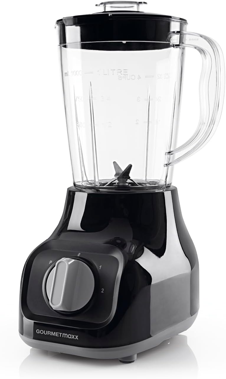 GOURMETmaxx Standmixer mit 4 Edelstahlklingen, 2 Geschwindigkeiten & Pulse-Funktion I Mixbehälter ge