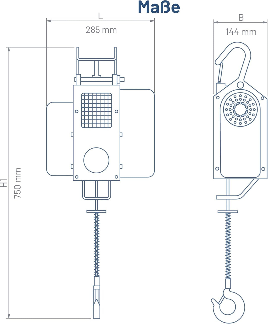 Pallit elektrische Seilwinde MOBILE | 150/300 kg | 12 m Stahlseil | inkl Kabelfernbedieung mit 1,5 m
