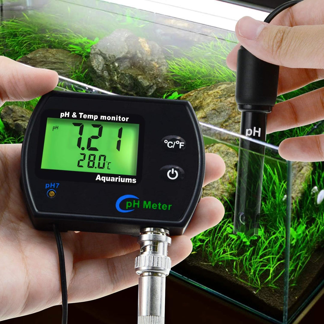 2-in-1-pH- und Temperatur monitor, pH-Meter mit Hintergrundbeleuchtungsfunktion, Doppelanzeige 0,00–