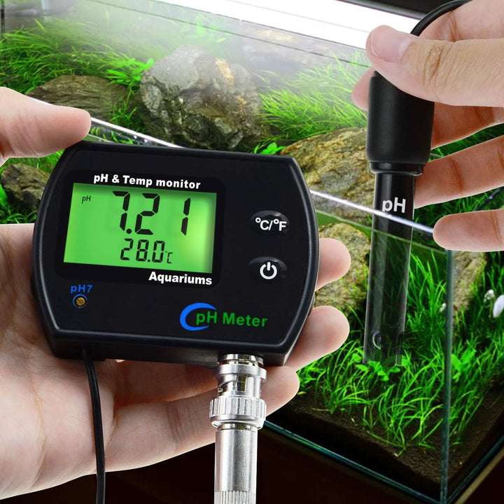 2-in-1-pH- und Temperatur monitor, pH-Meter mit Hintergrundbeleuchtungsfunktion, Doppelanzeige 0,00–