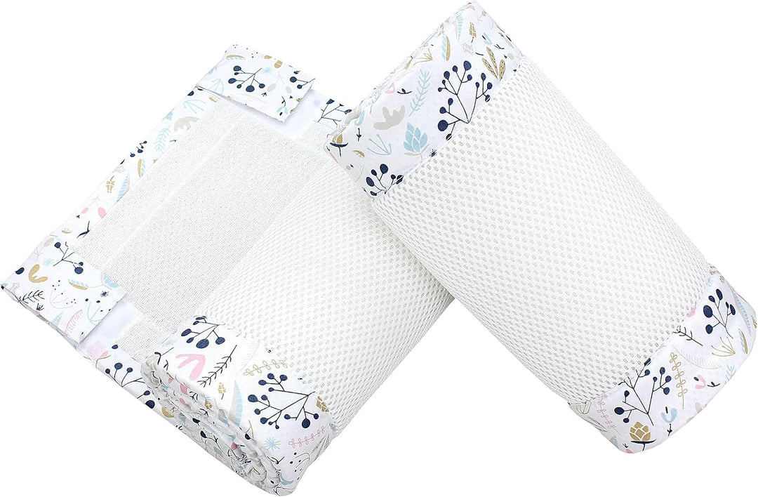 TupTam Gitterstäbe Schutz Netz Babybett Nestchen 3D Mesh 2 Pack, Farbe: Extra Dickes 8mm Netz/Vogelb