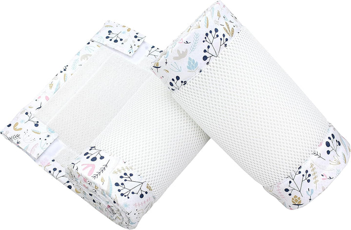 TupTam Gitterstäbe Schutz Netz Babybett Nestchen 3D Mesh 2 Pack, Farbe: Extra Dickes 8mm Netz/Vogelb