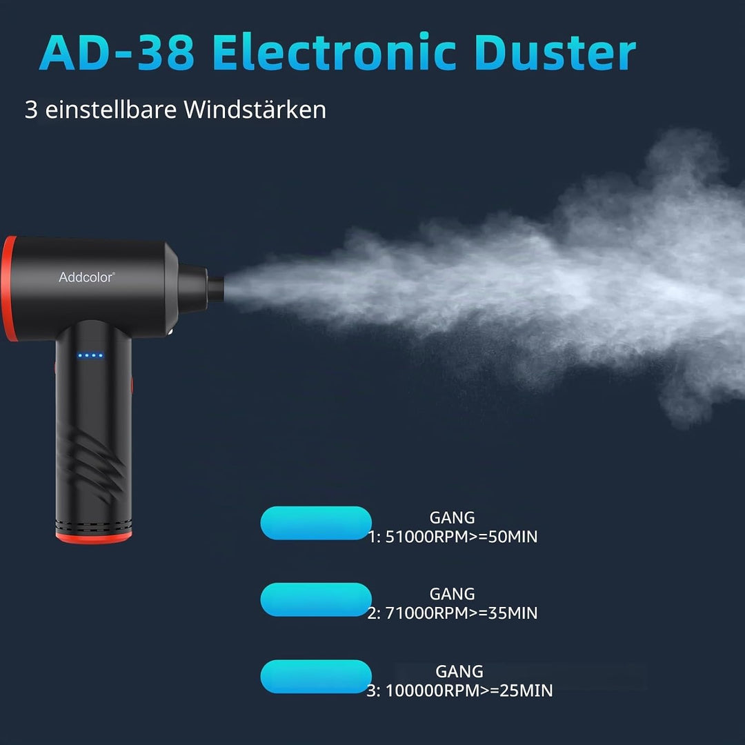 Elektrische Staubgebläse, 3-Gang 100000 U/min Compressed Air Duster Mit LED-Licht, Wiederaufladbar D