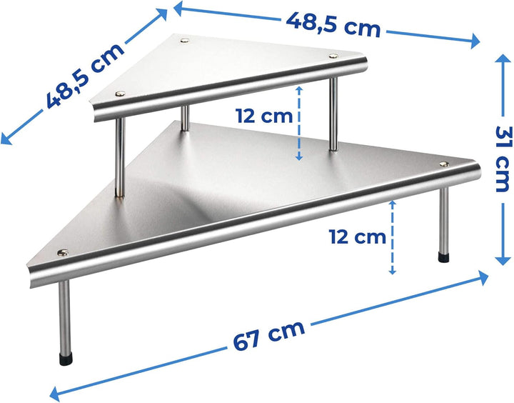 Maximex Küchen-Eckregal Massivo Duo mit 2 Ablagen Edelstahl - Aus Edelstahl, Edelstahl rostfrei, 48.