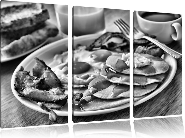 Pixxprint Frühstück als Leinwandbild | Grösse: 3 Teilig (120x80) | Wandbild| Kunstdruck | fertig bes