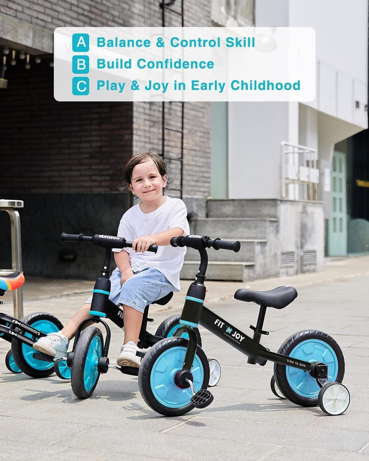 UBRAVOO Fit 'n Joy Kinderfahrrad Fahrräder, 4-in-1 Laufrad für Kinder mit Pedalen und Stützrädern, T