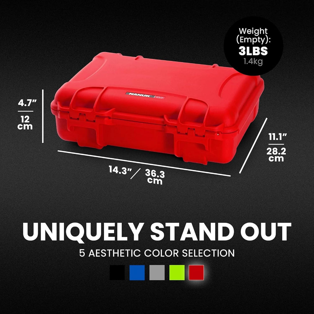 Nanuk 910 Wasserdichter Hartschalenkoffer Mit Plüschschaumeinlage - Rot Rot Cubed Foam, Rot Cubed Fo