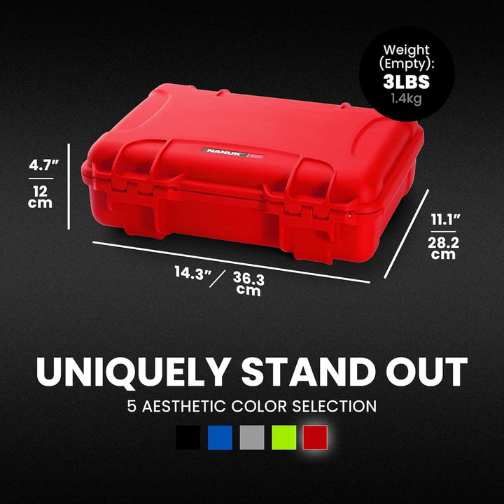 Nanuk 910 Wasserdichter Hartschalenkoffer Mit Plüschschaumeinlage - Rot Rot Cubed Foam, Rot Cubed Fo