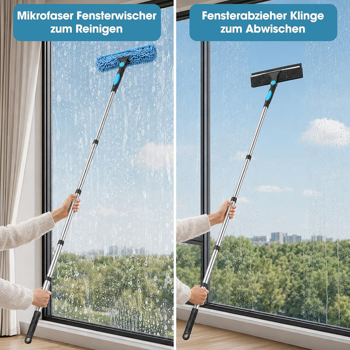 Fensterputzer Set Profi 4m 2in1 Leiterfrei für Innen &amp; Aussen